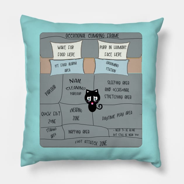 Cat bed map Pillow by Dead but Adorable by Nonsense and Relish