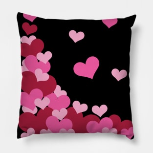 Hearts | Love | Pink | Black Pillow