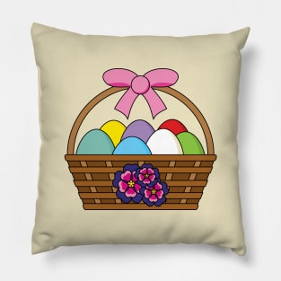 Easter Egg Hunt Basket with Pastel Eggs Pillow