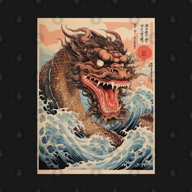 vintage Japanese Water dragon by obstinator