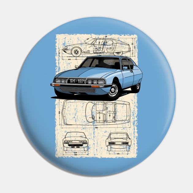 My drawing of the classic French Gran Turismo Pin by jaagdesign