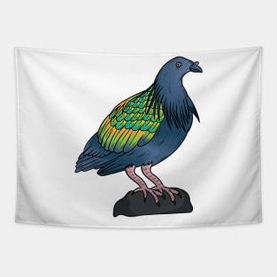 Nicobar pigeon bird cartoon illustration Tapestry