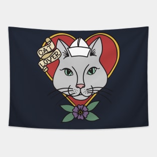 Sailor Cat Lover old school tattoo Tapestry