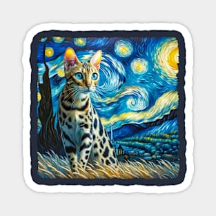 Ocicats Starry Night Inspired - Artistic Cat Magnet