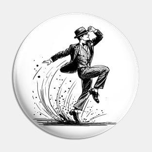 Tap dancer black sketch Pin