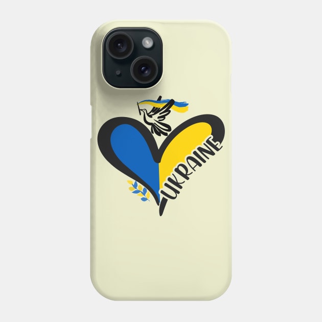 Ukrainian heart and dove of peace Phone Case by tashashimaa