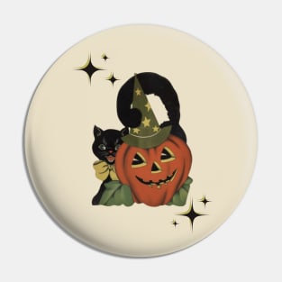 Vintage Black Cat Halloween Pin