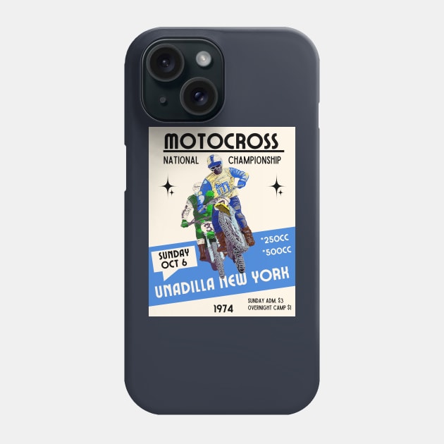 Vintage Motorcycle Motocross New York 1974 Phone Case by TommySniderArt