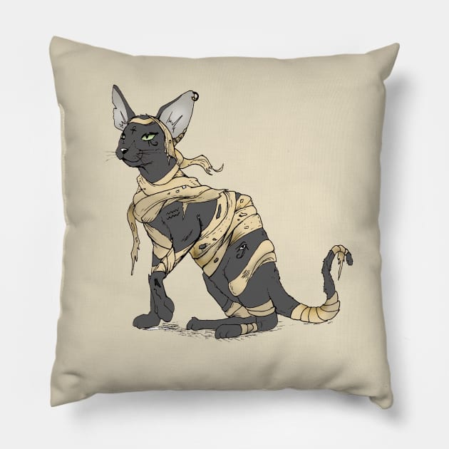 Egyptian Mummy Cat Pillow by Perryology101