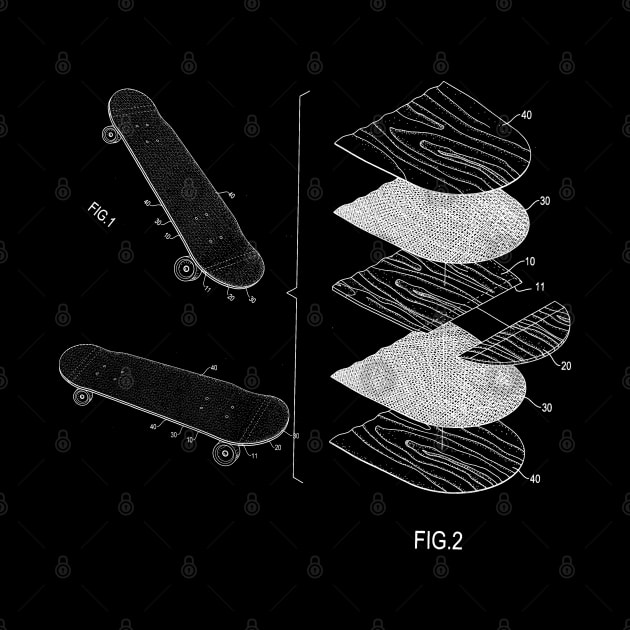 Skateboard and Grip Tape Patent T-Shirt by DennisMcCarson