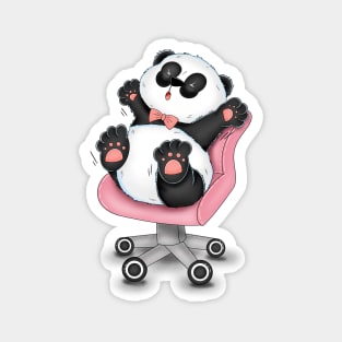 Cute Panda On Working Chair Magnet