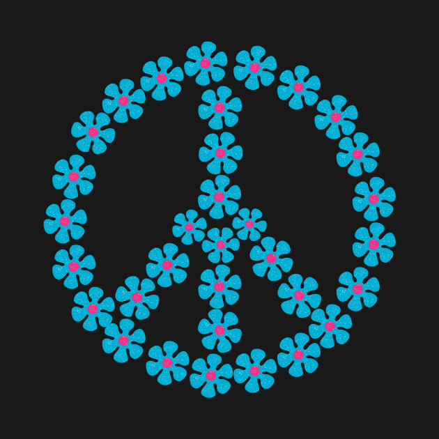 blue flowery peace sign by daisydebby