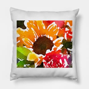 Bright and happy sunflower print Pillow
