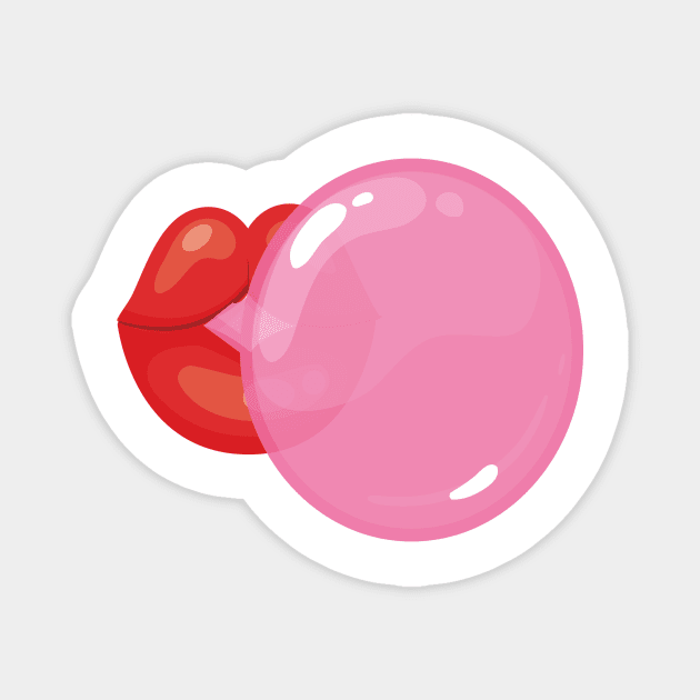 BUBBLEGUM BUBBLE KAWAII DESIGN ANIME MOUTH SEXY KAOMOJI LIPS EMOTICON CARTOON Magnet by Chameleon Living