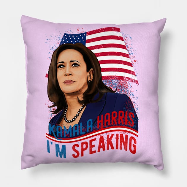 I'm Speaking Kamala Harris Pillow by Ricky Uwoow