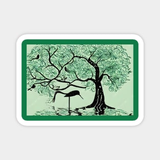 World Water Day Tree Bird lake Magnet