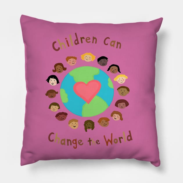 "Children Can Change the World!" by farah aria Pillow by Farah Aria Studio