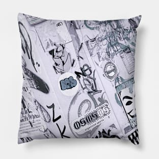 Urban Sticker Art NYC Graffiti Pillow