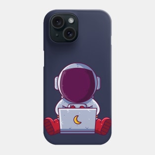 Cute Astronaut Working with Laptop Cartoon Phone Case