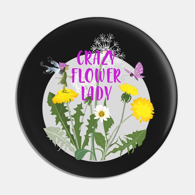 Crazy Flower Lady - dandelions Pin by kobyakov