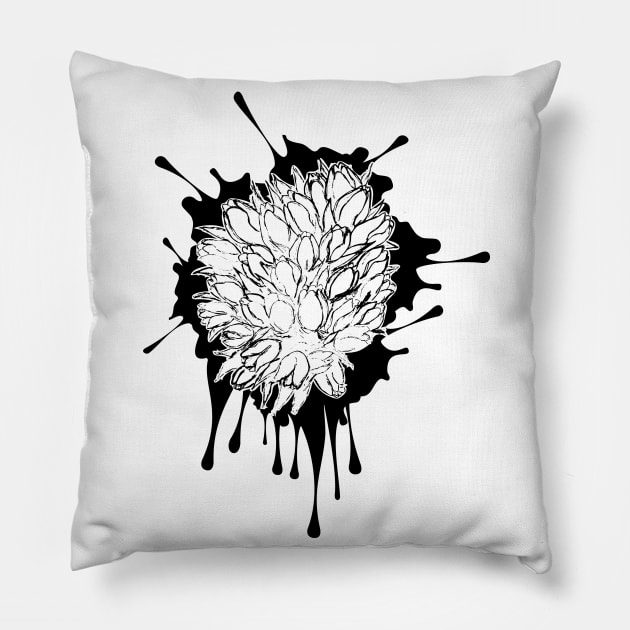 Black and white tulips sketch Pillow by AnnArtshock