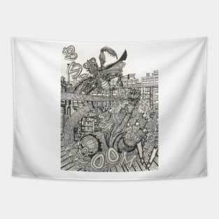 BA-BOOM!(B&W) Tapestry