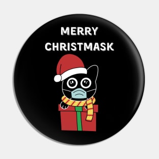 Merry Christmask Black Cat Pin