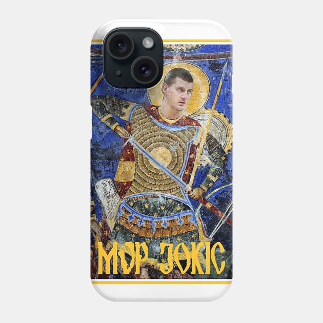 MVP Nikola Jokic As Holy Warrior on 14th century Serbian Orthodox Fresco Phone Case by vlada123