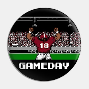 Crimson and White Gameday Retro 8 Bit Linebacker Football Pin