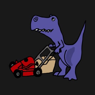 Funny Cool T-Rex Dinosaur Pushing Lawn Mower T-Shirt