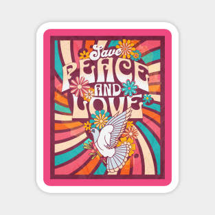 Peace and Love - Hippie Magnet