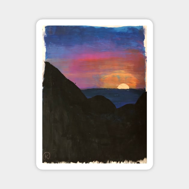 Sunset Painted Magnet by Kbpaintingprints