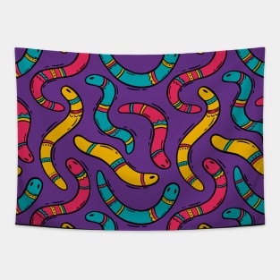 Serpent Dance: Cartoon Snake Pattern Tapestry