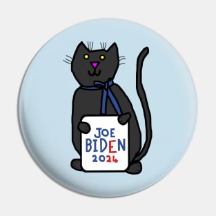 Cute Cat with Joe Biden 2024 Sign Pin