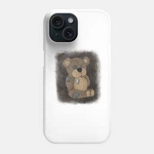 Scruffy patchwork bear illustration Phone Case