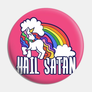 Hail Satan Rainbow Unicorn Pin