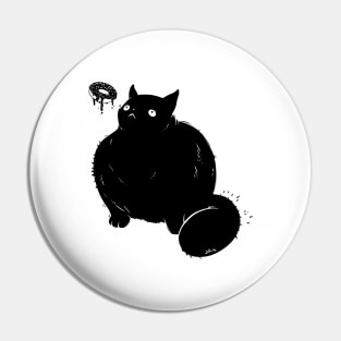 Big Chonker Cat Looking At Donut Art Pin