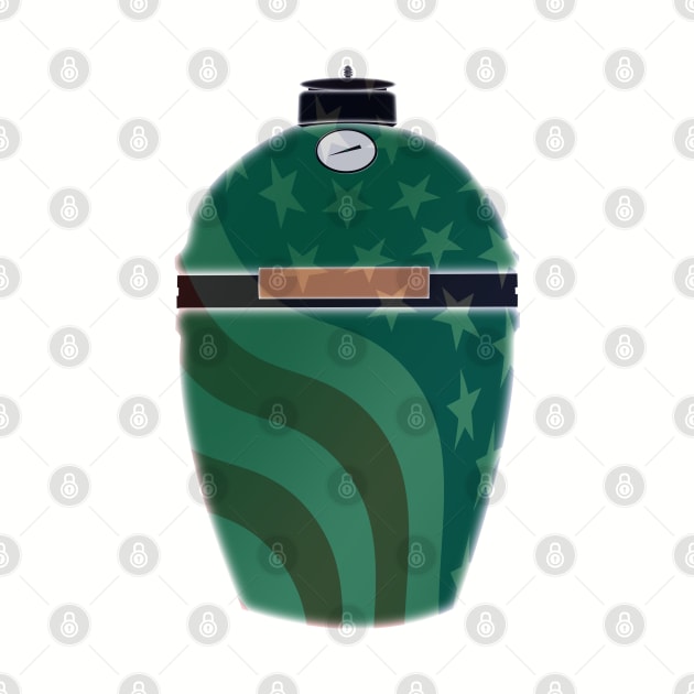 Big Green Egg - Green American Flag Overlay by Mackabee Designs