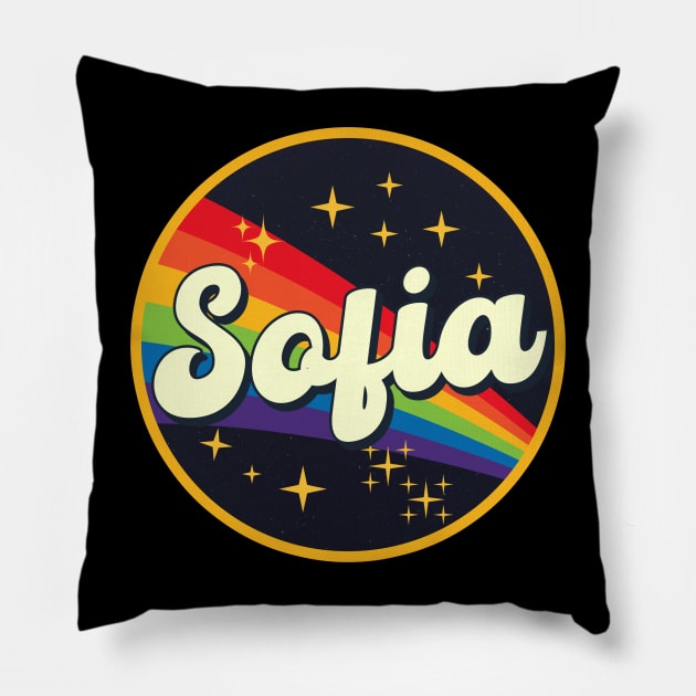 Sofia // Rainbow In Space Vintage Style Pillow by LMW Art