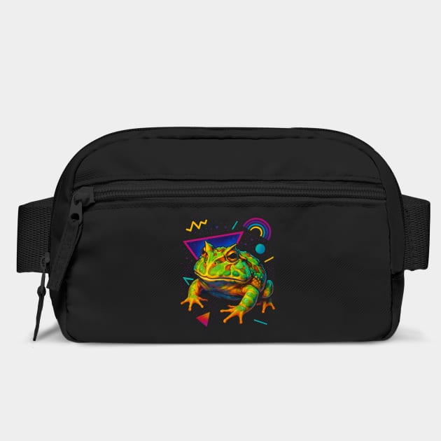 Retro Neon Cranwell's Horned Frog - Vibrant Terrestrial Amphibian Design by Reptiq's Store