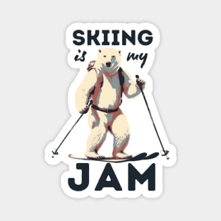 Skiing Is My Jam Polar Bear Skiing Magnet