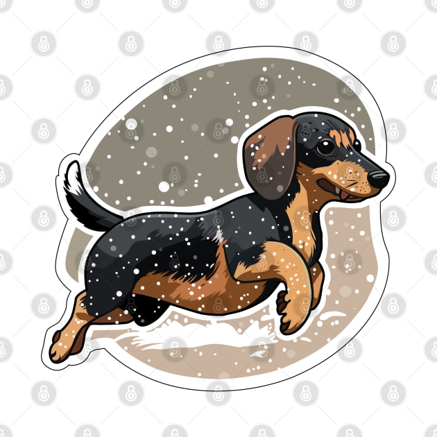 Dachshund Running in snow by SquishyKitkat