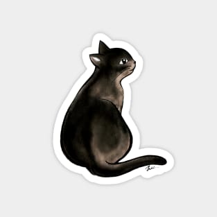 Long tail black cat lady Magnet