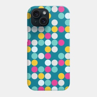 Colorful Circles Pattern Ocean Blue Turquoise Mustard Yellow Fuchsia Pink Grey Phone Case