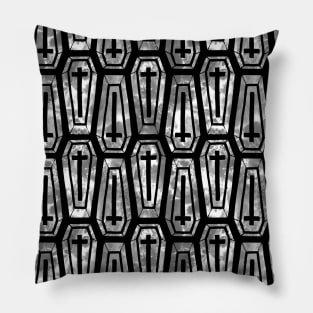 Watercolor Coffins on Black Pillow