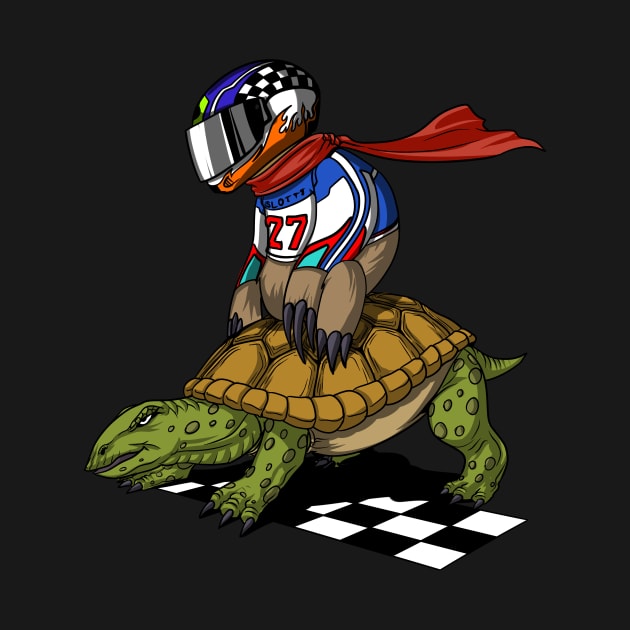 Sloth Racer Riding Turtle by underheaven