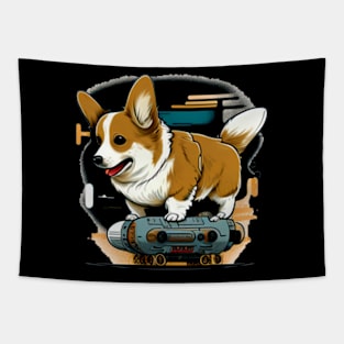 red Corgi Cartoon style Tapestry