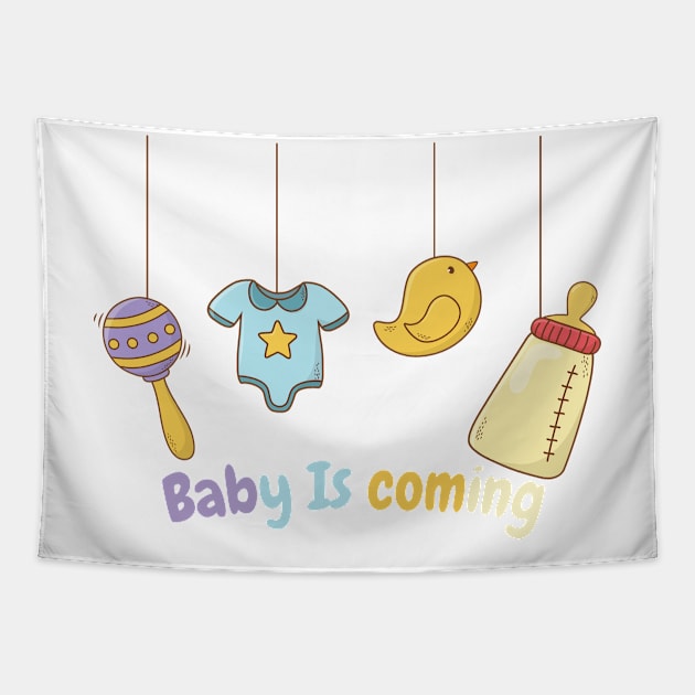 t shirt baby is coming cute baby Tapestry by ✪Your New Fashion✪