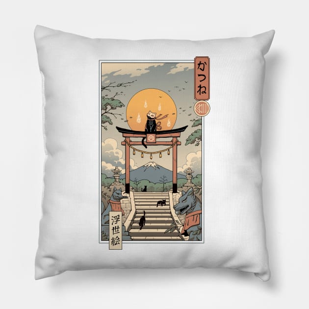 Catsune Inari Pillow by Vincent Trinidad Art