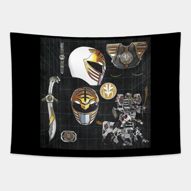 White Ranger Weapons Tapestry by creativespero